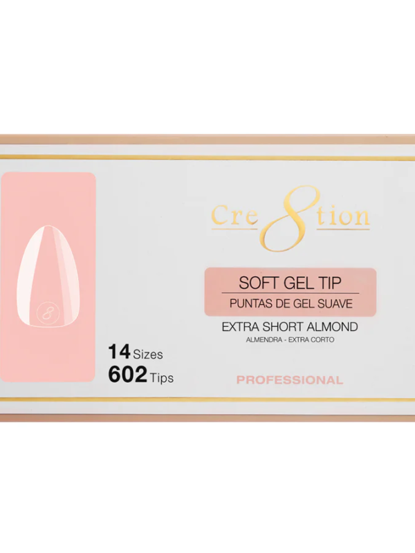 Cre8tion Soft Tips- EXTRA SHORT ALMOND - 14 sizes, 602 pcs.