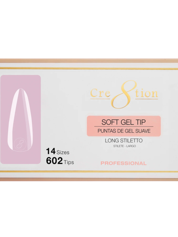 Cre8tion Soft Tips- LONG STILETTO - 14 sizes, 602 pcs.